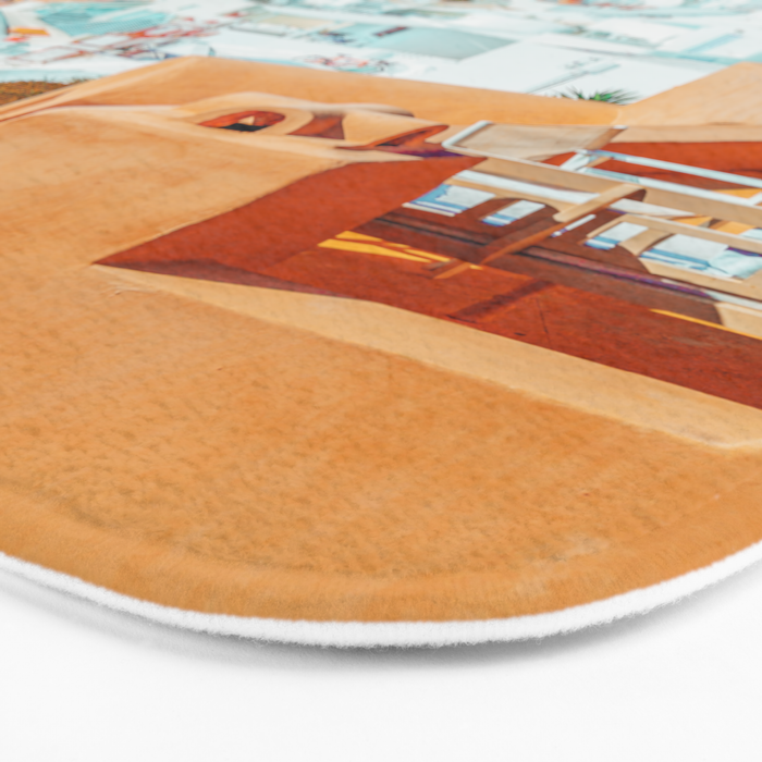 Santorini Vacay | Greece Summer Travel Architecture Buildings | Pastel Beachy Cityscape Photography Bath Mat Gallery Image 3