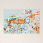 Santorini Vacay | Greece Summer Travel Architecture Buildings | Pastel Beachy Cityscape Photography Welcome Mat Gallery Image 1