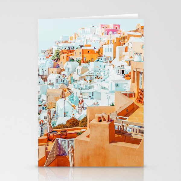 Santorini Vacay | Greece Summer Travel Architecture Buildings | Pastel Beachy Cityscape Photography Stationery Card Gallery Image 2