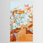 Santorini Vacay | Greece Summer Travel Architecture Buildings | Pastel Beachy Cityscape Photography Tablecloth Gallery Image 2