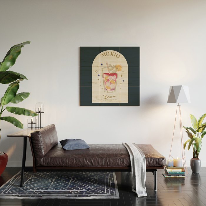 Mojito Cocktail Zodiac Sign Wood Wall Art Gallery Image 2
