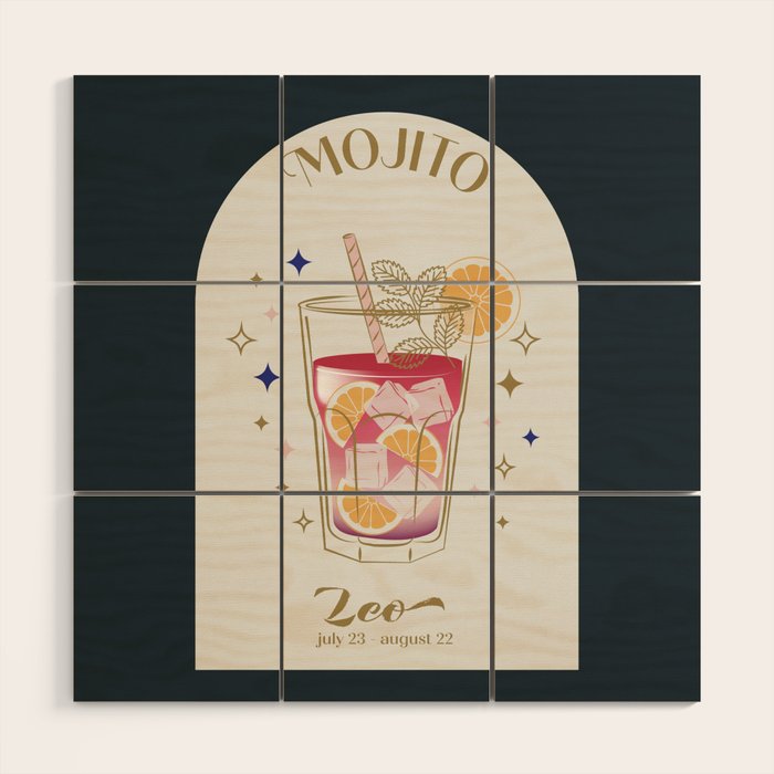 Mojito Cocktail Zodiac Sign Wood Wall Art Gallery Image 1