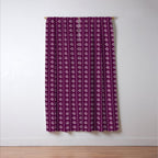 Jewel Tone Vintage Cottage Flowers and Stripes Pattern in Plum Aubergine Window Curtain Gallery Image 3