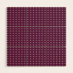 Jewel Tone Vintage Cottage Flowers and Stripes Pattern in Plum Aubergine Wood Wall Art Gallery Image 1