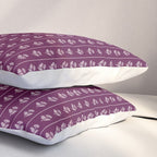 Jewel Tone Vintage Cottage Flowers and Stripes Pattern in Plum Aubergine Pillow Sham Gallery Image 3