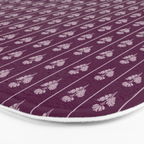 Jewel Tone Vintage Cottage Flowers and Stripes Pattern in Plum Aubergine Bath Mat Gallery Image 3