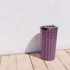 Jewel Tone Vintage Cottage Flowers and Stripes Pattern in Plum Aubergine Travel Mug Gallery Image 4