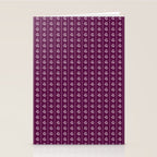 Jewel Tone Vintage Cottage Flowers and Stripes Pattern in Plum Aubergine Stationery Card Gallery Image 2