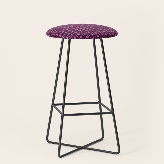 Jewel Tone Vintage Cottage Flowers and Stripes Pattern in Plum Aubergine Stool Gallery Image 1