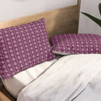 Jewel Tone Vintage Cottage Flowers and Stripes Pattern in Plum Aubergine Pillow Sham Gallery Image 2