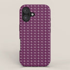 Jewel Tone Vintage Cottage Flowers and Stripes Pattern in Plum Aubergine iPhone Case Gallery Image 1