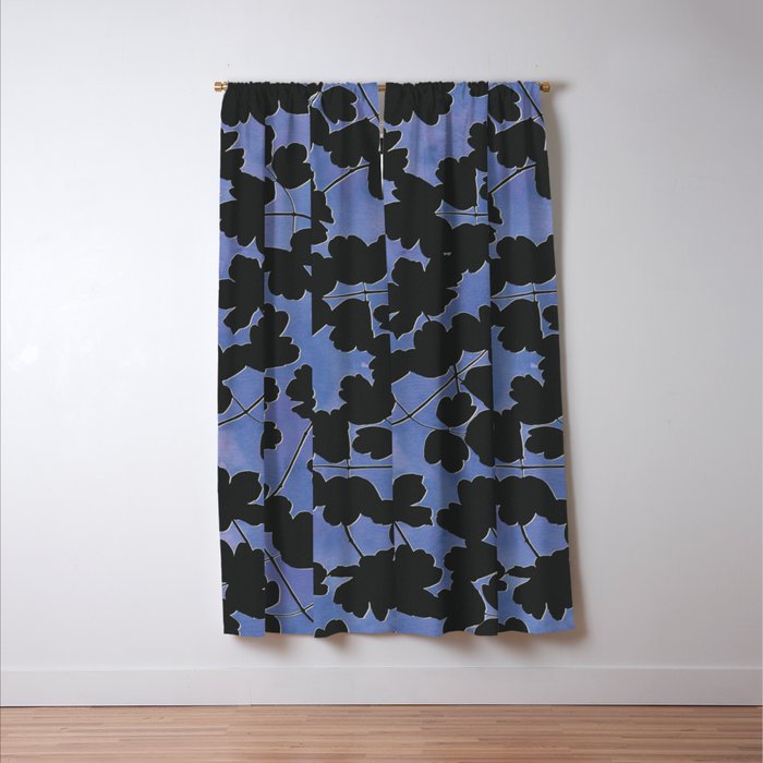 Shadow Poppies - Blue Window Curtain Gallery Image 3