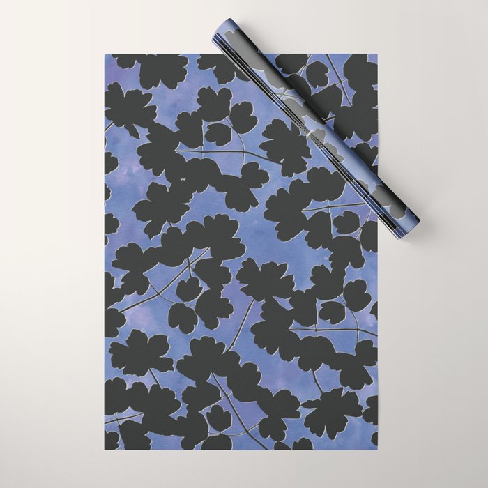 Shadow Poppies - Blue Wrapping Paper Gallery Image 1