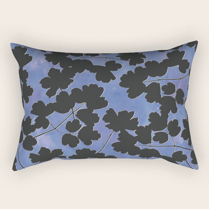 Shadow Poppies - Blue Rectangular Pillow Gallery Image 2
