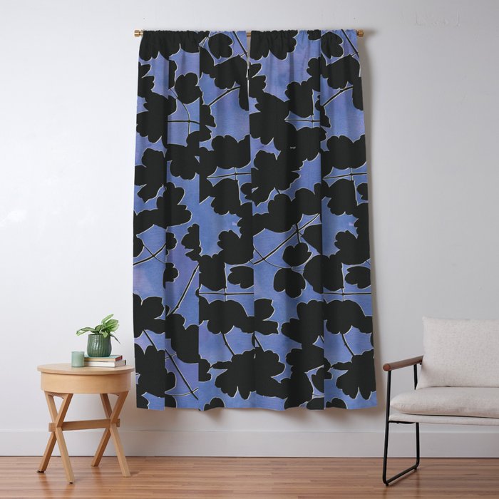 Shadow Poppies - Blue Window Curtain Gallery Image 5