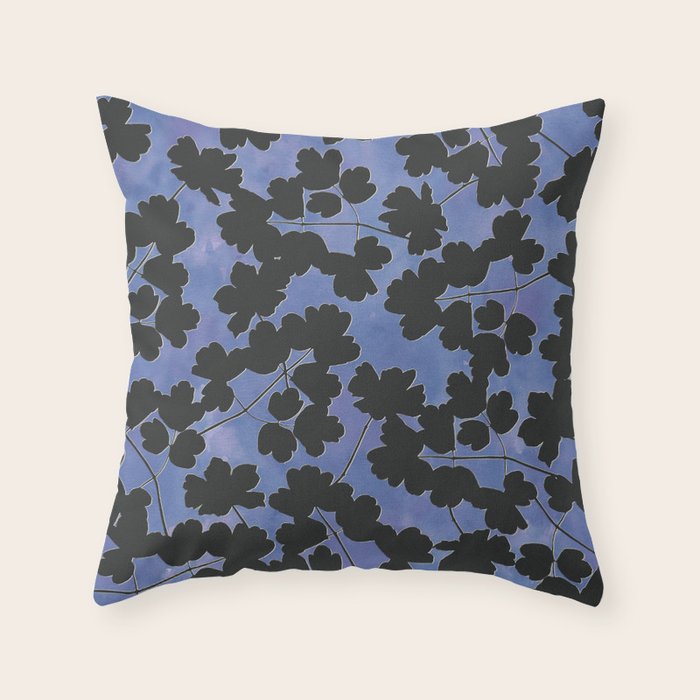 Shadow Poppies - Blue Throw Pillow Gallery Image 6