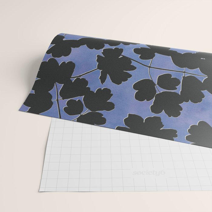Shadow Poppies - Blue Wrapping Paper Gallery Image 2
