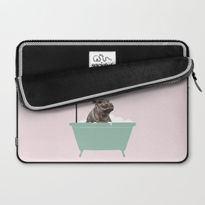 Hippo Enjoying Bubble Bath Laptop Sleeve Gallery Image 2