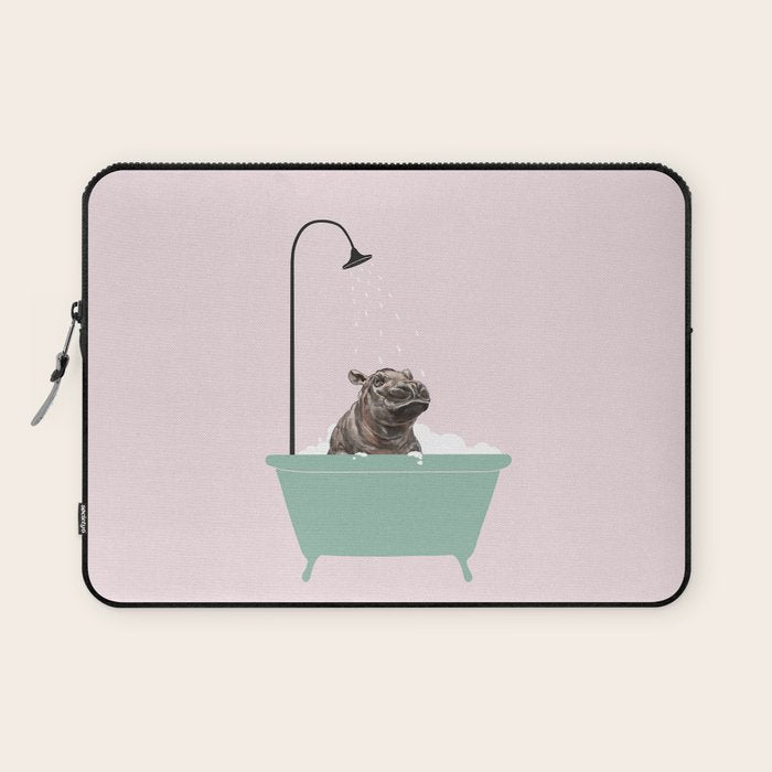 Hippo Enjoying Bubble Bath Laptop Sleeve Gallery Image 1