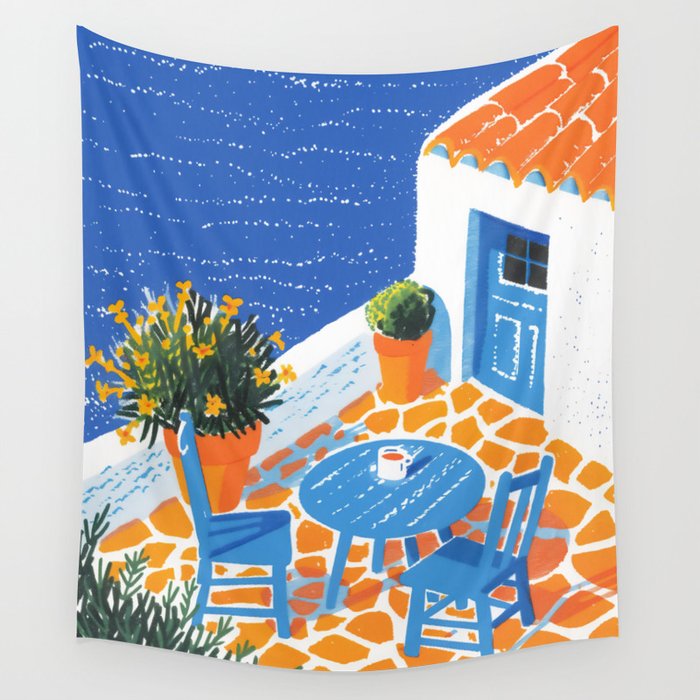 Coffee with a view Wall Tapestry Gallery Image 1
