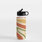 Retro 70s Swirls Abstract Pattern Burnt Orange Olive Mustard Beige Water Bottle Gallery Image 1