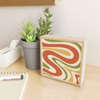 Retro 70s Swirls Abstract Pattern Burnt Orange Olive Mustard Beige Mini Art Print Gallery Image 2
