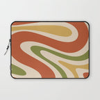 Retro 70s Swirls Abstract Pattern Burnt Orange Olive Mustard Beige Laptop Sleeve Gallery Image 1