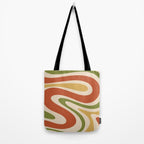 Retro 70s Swirls Abstract Pattern Burnt Orange Olive Mustard Beige Tote Bag Gallery Image 2