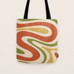 Retro 70s Swirls Abstract Pattern Burnt Orange Olive Mustard Beige Tote Bag Gallery Image 1
