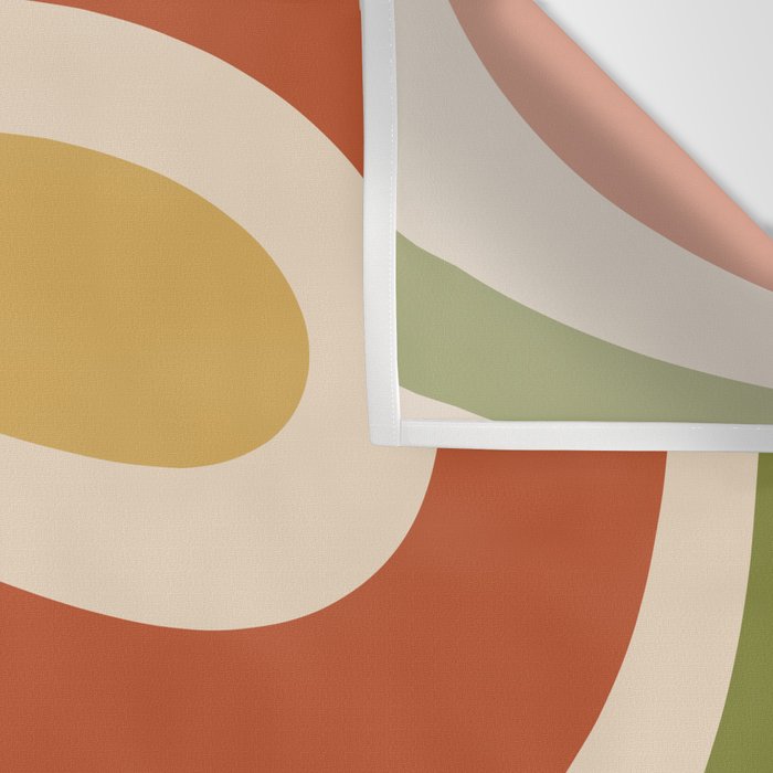 Retro 70s Swirls Abstract Pattern Burnt Orange Olive Mustard Beige Wall Tapestry Gallery Image 3
