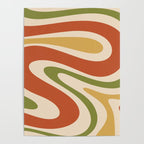 Retro 70s Swirls Abstract Pattern Burnt Orange Olive Mustard Beige Poster Gallery Image 4