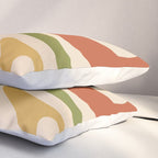 Retro 70s Swirls Abstract Pattern Burnt Orange Olive Mustard Beige Pillow Sham Gallery Image 3