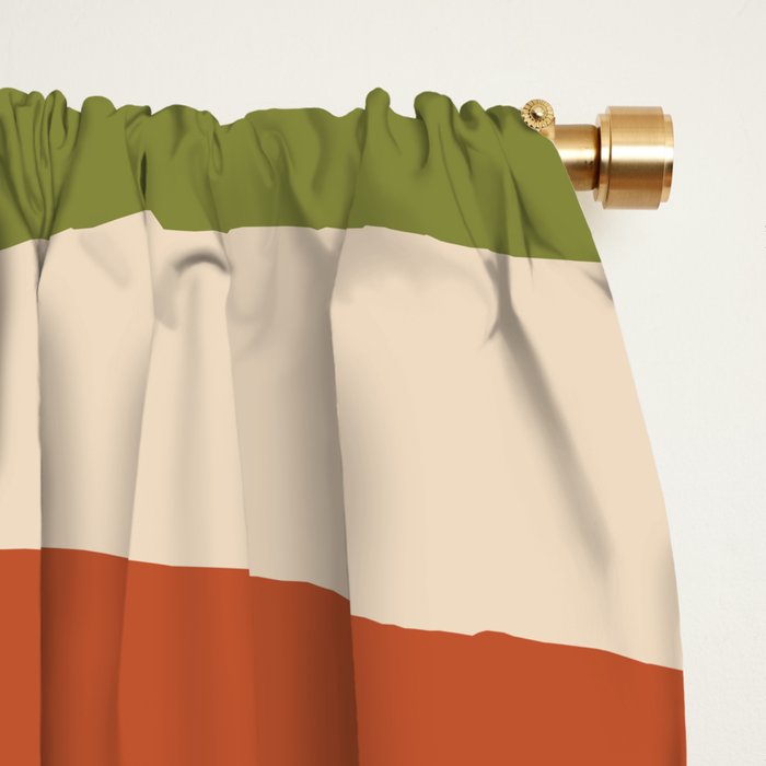 Retro 70s Swirls Abstract Pattern Burnt Orange Olive Mustard Beige Window Curtain Gallery Image 2