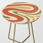 Retro 70s Swirls Abstract Pattern Burnt Orange Olive Mustard Beige Side Table Gallery Image 2