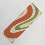 Retro 70s Swirls Abstract Pattern Burnt Orange Olive Mustard Beige Yoga Mat Gallery Image 1