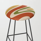 Retro 70s Swirls Abstract Pattern Burnt Orange Olive Mustard Beige Stool Gallery Image 2