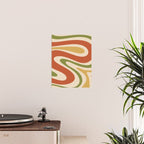 Retro 70s Swirls Abstract Pattern Burnt Orange Olive Mustard Beige Poster Gallery Image 2