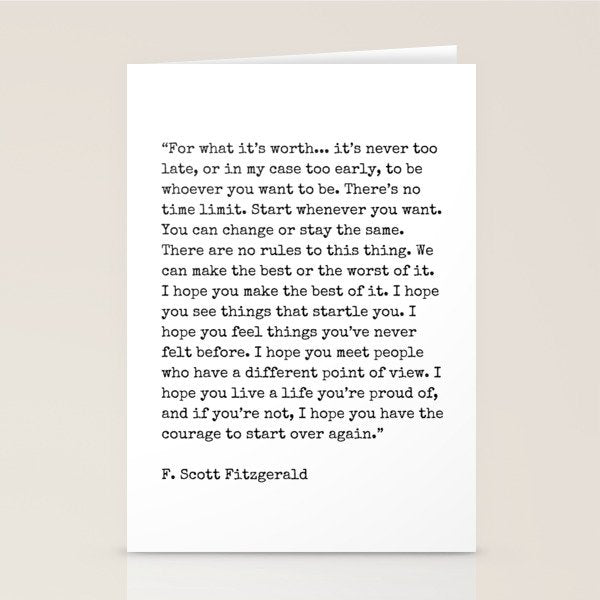 For What Its Worth | F. Scott Fitzgerald Quote Stationery Card Gallery Image 1