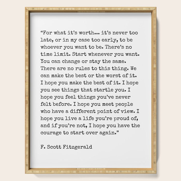 For What Its Worth | F. Scott Fitzgerald Quote Serving Tray Gallery Image 1