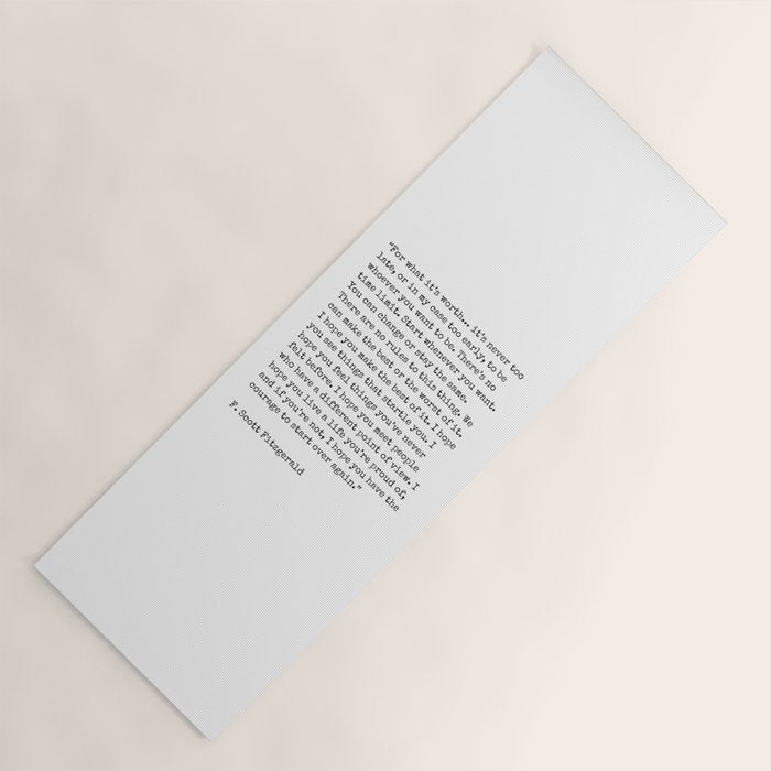 For What Its Worth | F. Scott Fitzgerald Quote Yoga Mat Gallery Image 1