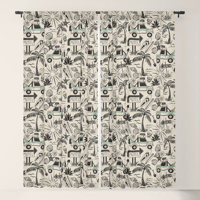 Baja - black and teal Window Curtain Gallery Image 5