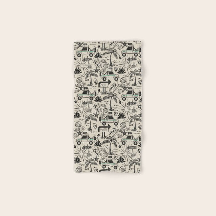 Baja - black and teal Bath Towel Gallery Image 1
