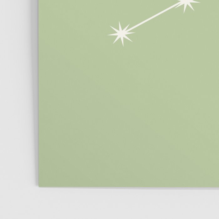 Virgo Zodiac Star Constellation Line Art Soft Green Poster Gallery Image 3