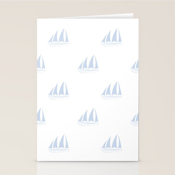 Pale Blue Sailboat Pattern Stationery Card Gallery Image 2