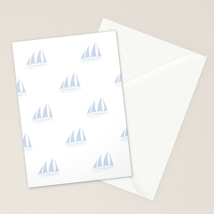 Pale Blue Sailboat Pattern Stationery Card Gallery Image 2