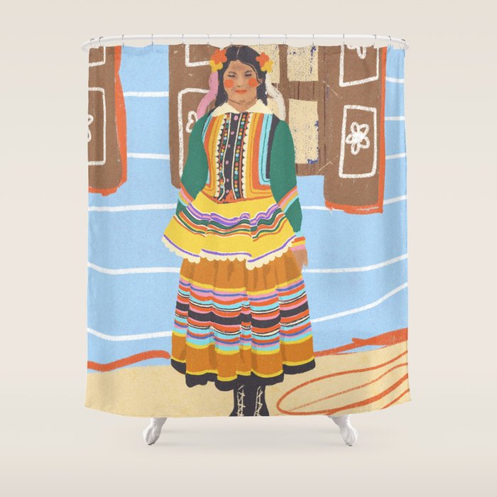 Folk heroine portraitgigi-rosado, Shower Curtain Gallery Image 1