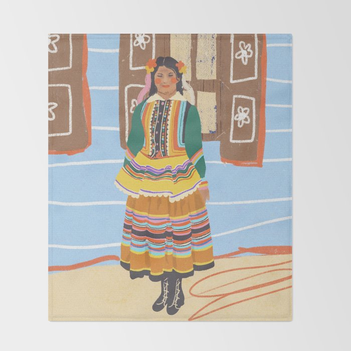 Folk heroine portraitgigi-rosado, Throw Blanket Gallery Image 2