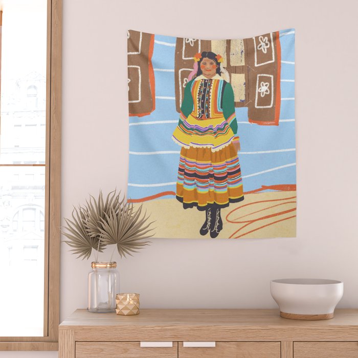 Folk heroine portraitgigi-rosado, Wall Tapestry Gallery Image 2