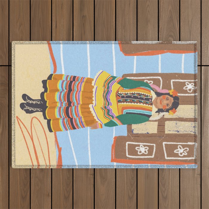 Folk heroine portraitgigi-rosado, Outdoor Rug Gallery Image 1