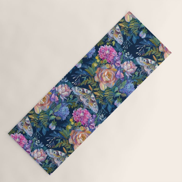 Moth Flower Bouquet Yoga Mat Gallery Image 1